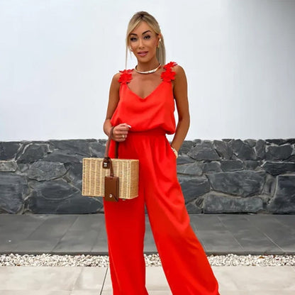 49% Off New Products Hot Sale🔥Women's Sleeveless Wide Leg Jumpsuit