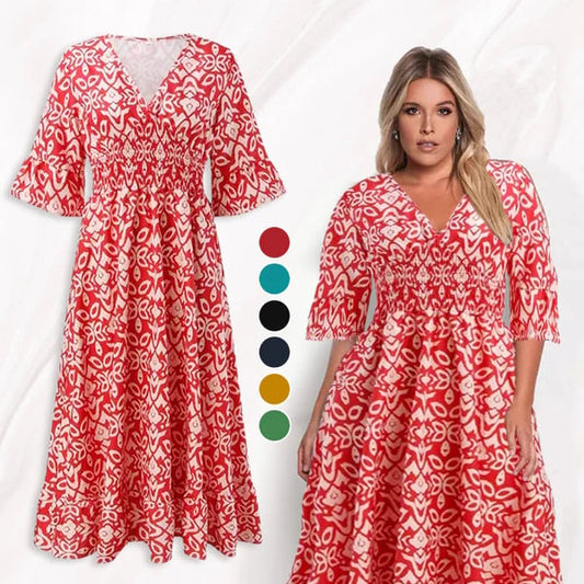 🔥Hot Sale 49% OFF - Free Shipping 💞Bohemian Casual Print V-neck Long Dress